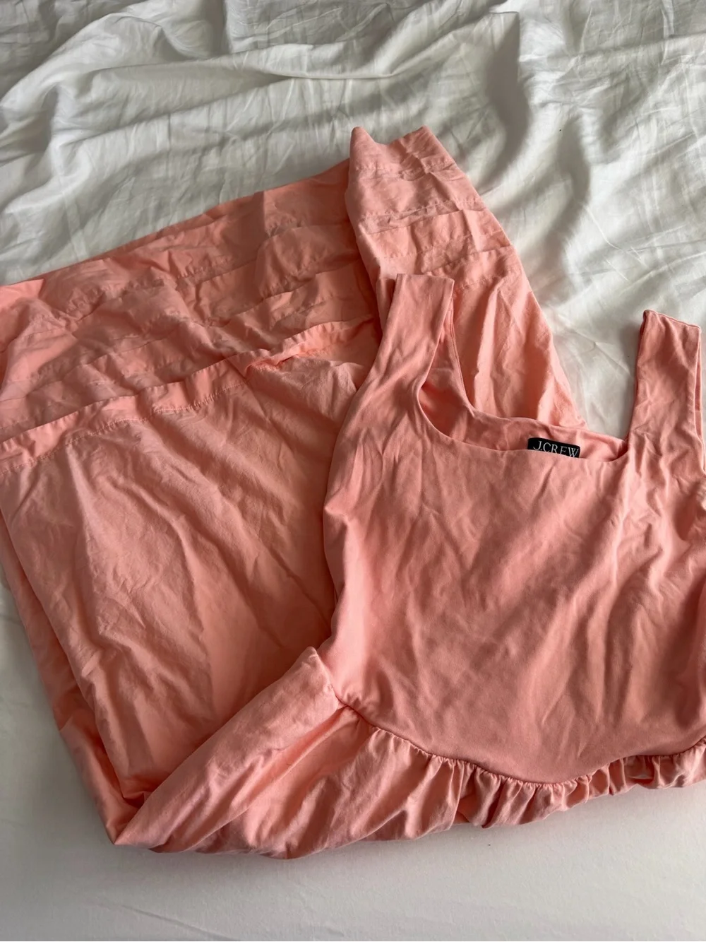 J Crew Peach Colored Dropped Waist Sleeveless Midi Dress